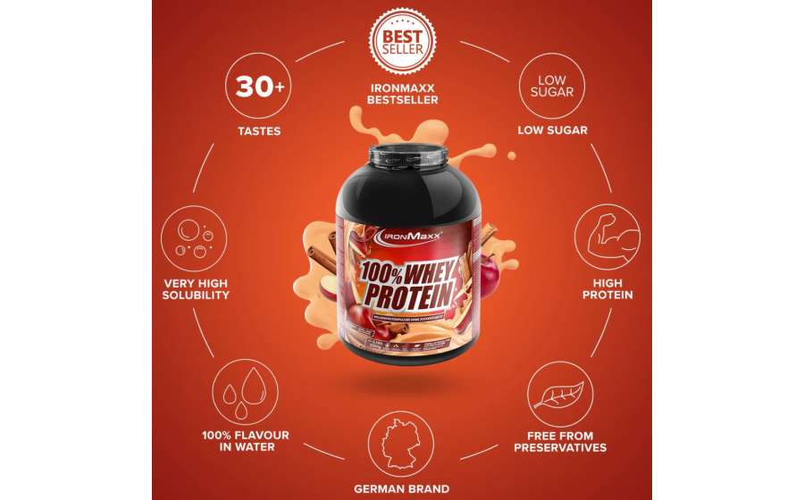 IronMaxx 100% Whey Protein – 2350 г, яблоко-корица IronMaxx 100% Whey Protein – яблоко-корица, 2350 г