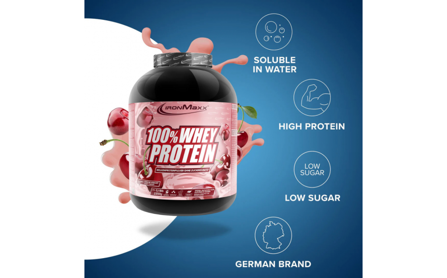 IronMaxx 100% Whey Protein – 2350 г, вишня-йогурт IronMaxx 100% Whey Protein – вишня-йогурт, 2350 г