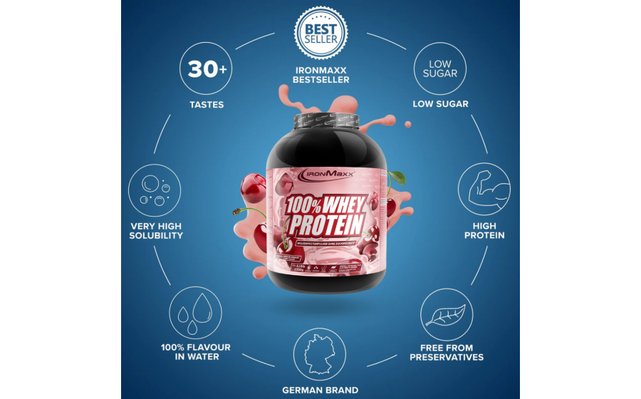 IronMaxx 100% Whey Protein – 2350 г, вишня-йогурт IronMaxx 100% Whey Protein – вишня-йогурт, 2350 г