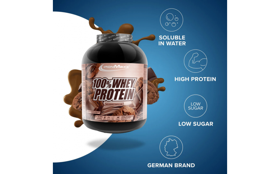IronMaxx 100% Whey Protein – 2350 г, шоколад і печиво IronMaxx 100% Whey Protein – шоколад і печиво, 2350 г