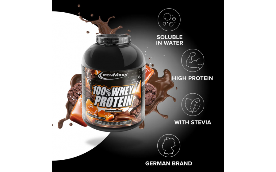 IronMaxx 100% Whey Protein – 2350 г, печиво-карамель IronMaxx 100% Whey Protein – темне печиво-карамель, 2350 г