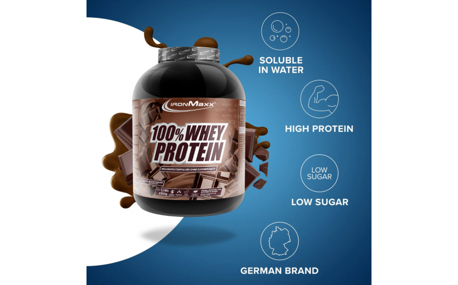 IronMaxx 100% Whey Protein – 2350 г, молочний шоколад IronMaxx 100% Whey Protein – молочний шоколад, 2350 г