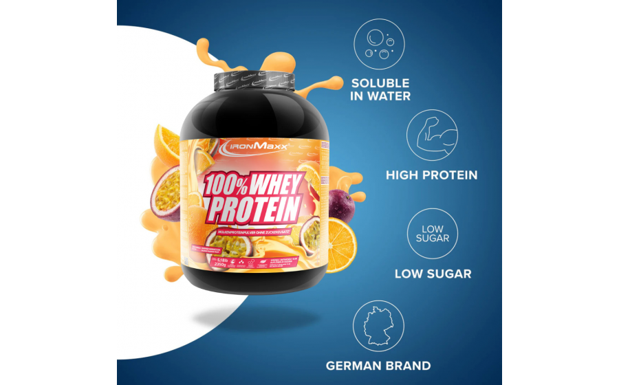 IronMaxx 100% Whey Protein – апельсин-маракуйя, 2350 г