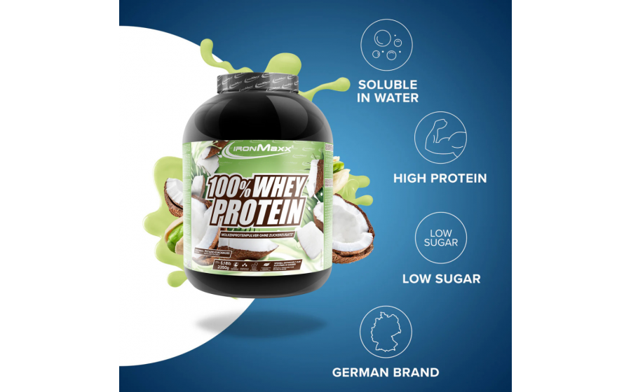 IronMaxx 100% Whey Protein – 2350 г, фісташка-кокос IronMaxx 100% Whey Protein – фісташка-кокос, 2350 г