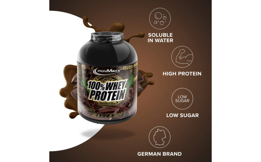 IronMaxx 100% Whey Protein – 2350 г, темний какао IronMaxx 100% Whey Protein – темний какао, 2350 г