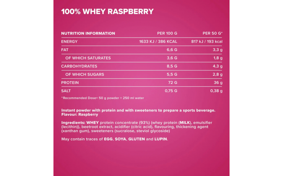 IronMaxx 100% Whey Protein – 2350 г, малина IronMaxx 100% Whey Protein – малина, 2350 г