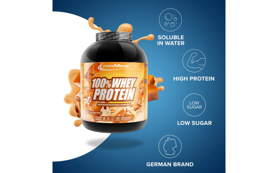 IronMaxx 100% Whey Protein – 2350 г, солона карамель IronMaxx 100% Whey Protein – солона карамель, 2350 г