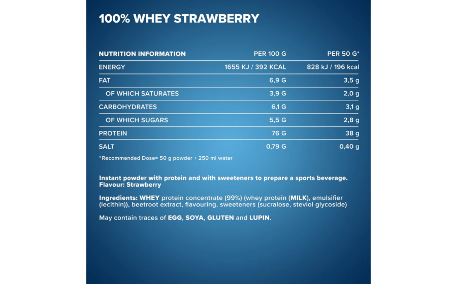 IronMaxx 100% Whey Protein – 2350 г, білий шоколад-клубніка IronMaxx 100% Whey Protein – білий шоколад-клубніка, 2350 г
