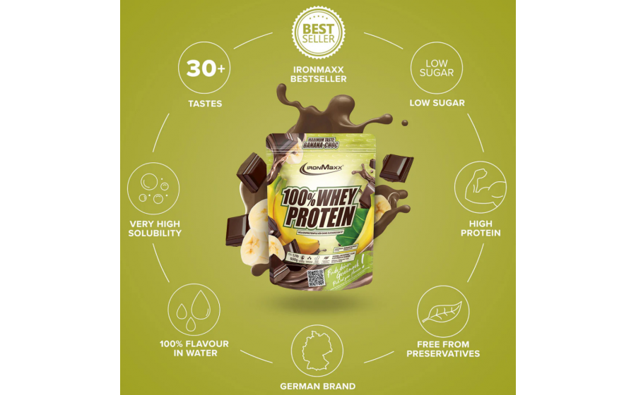 IronMaxx 100% Whey Protein 500 г – Банан-Шоколад, протеїн Німечч