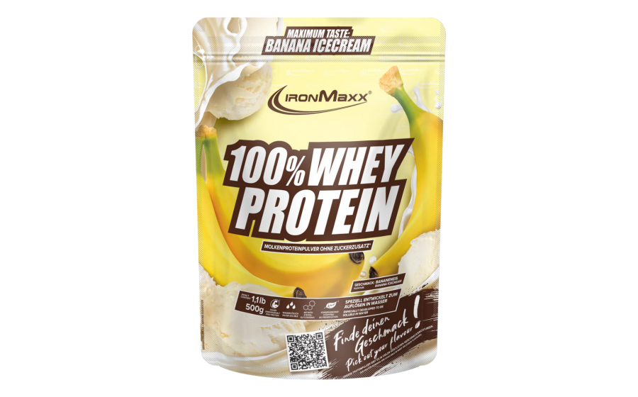 IronMaxx Whey Protein – Бананове Морозиво 500 г IronMaxx 100% Whey Protein 500 г – Бананове Морозиво, протеїн Ні