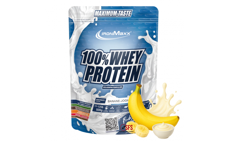 IronMaxx Whey Protein – Банан-Йогурт 500 г IronMaxx 100% Whey Protein 500 г – Банан-Йогурт, протеїн Німеччи