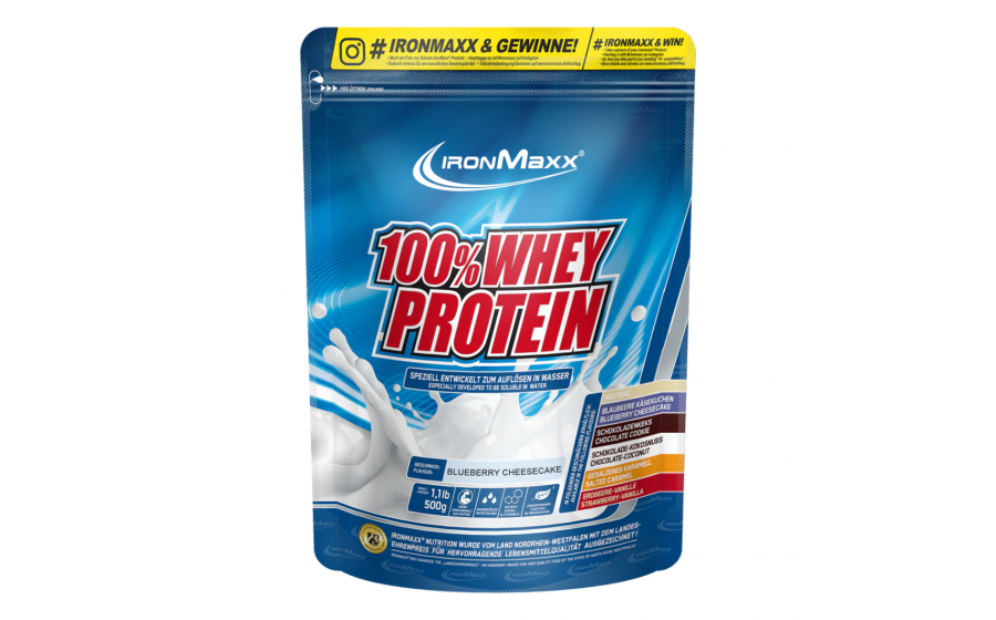 IronMaxx 100% Whey Protein 500 г – Чорниця-Чізкейк, протеїн Німе