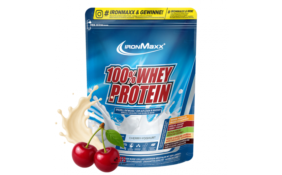 IronMaxx Whey Protein – Вишня-Йогурт 500 г IronMaxx 100% Whey Protein 500 г – Вишня-Йогурт, протеїн Німеччи
