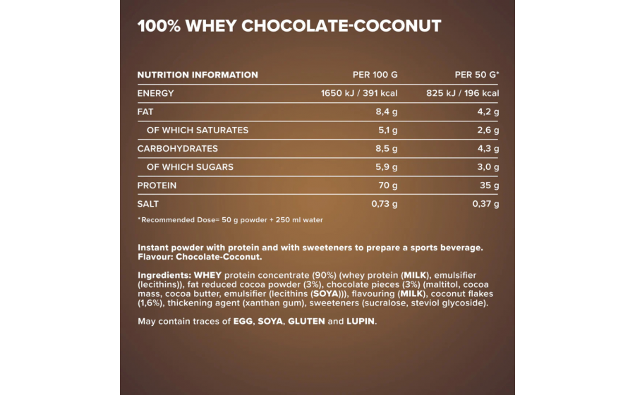 IronMaxx 100% Whey Protein – Шоколад-Кокос IronMaxx 100% Whey Protein 500 г – Шоколад-Кокос, сироватковий п