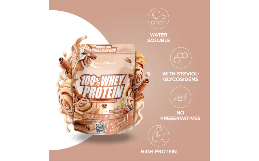 IronMaxx 100% Whey Protein 500 г – Булочка з корицею