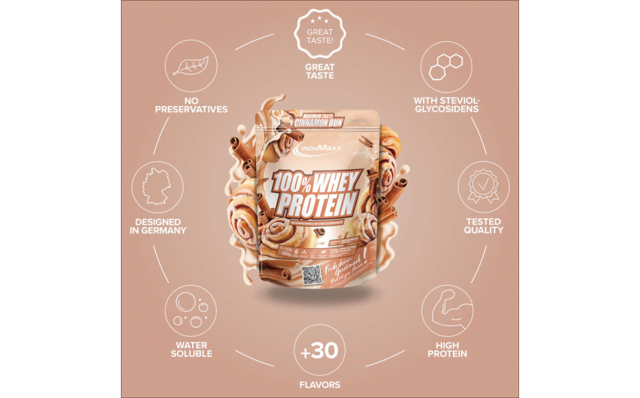 IronMaxx 100% Whey Protein 500 г – Булочка з корицею