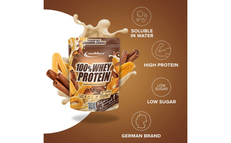 IronMaxx Cinnamon Churro – Протеїн з корицею IronMaxx 100% Whey Protein Cinnamon Churro 500 г – Протеїн Чурро