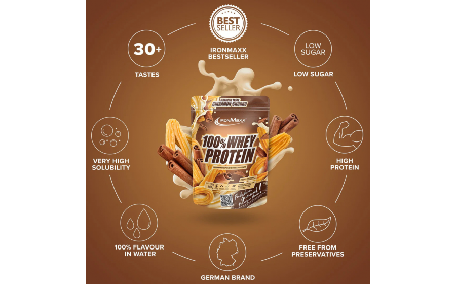 IronMaxx Cinnamon Churro – Протеїн з корицею IronMaxx 100% Whey Protein Cinnamon Churro 500 г – Протеїн Чурро