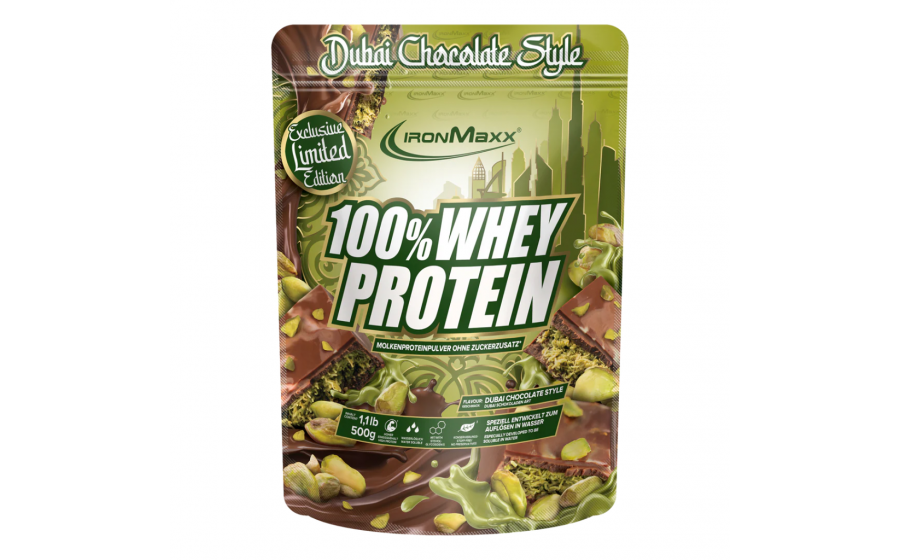 IronMaxx 100% Whey Protein 500 г Dubai Chocolate Style (Дубайськ
