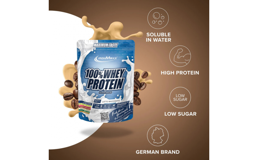 IronMaxx 100% Whey Protein 500 г Латте Макиато — сироватковий пр