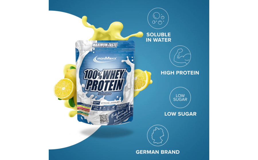 Протеїн IronMaxx 100% Whey Protein 500 г – Лимон-Йогурт