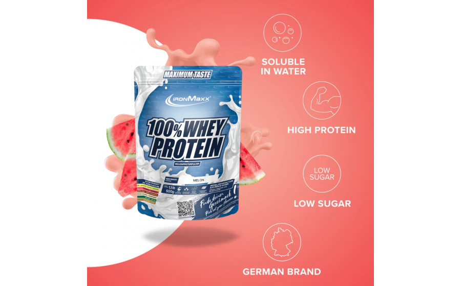 IronMaxx Whey Protein Диня 500 г IronMaxx 100% Whey Protein 500 г – Диня, спортивне харчування, п
