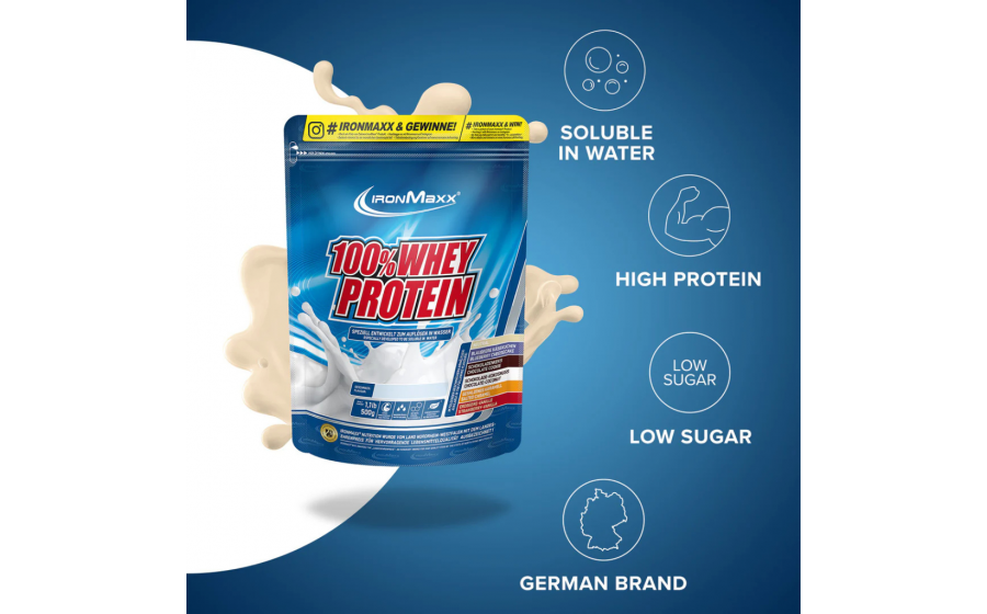 IronMaxx 100% Whey Protein Neutral 500 г — нейтральний смак IronMaxx 100% Whey Protein Neutral 500 г — нейтральний смак, куп