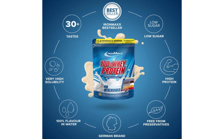 IronMaxx 100% Whey Protein Neutral 500 г — нейтральний смак IronMaxx 100% Whey Protein Neutral 500 г — нейтральний смак, куп