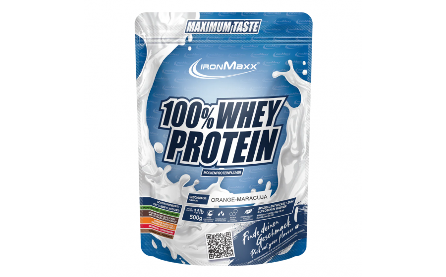 IronMaxx 100% Whey Protein – Апельсин-Маракуйя IronMaxx 100% Whey Protein 500 г Апельсин-Маракуйя, спортивне ха