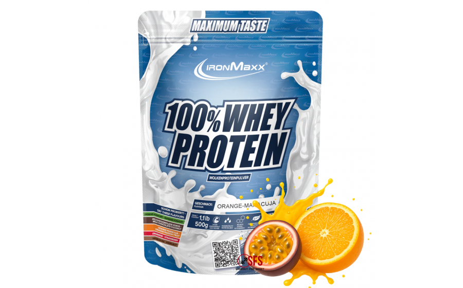 IronMaxx 100% Whey Protein – Апельсин-Маракуйя IronMaxx 100% Whey Protein 500 г Апельсин-Маракуйя, спортивне ха