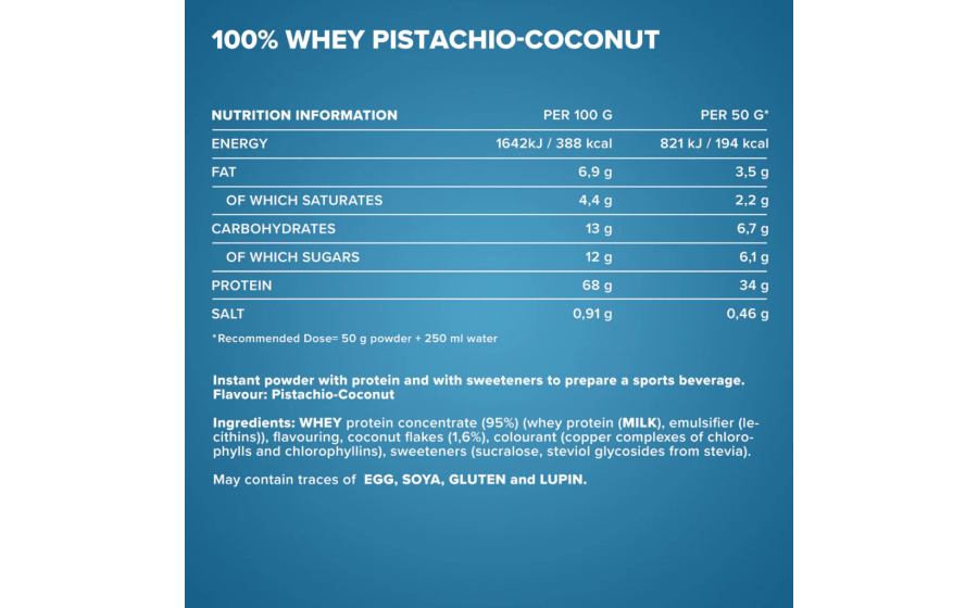 IronMaxx 100% Whey Protein 500 г Фісташка-Кокос – сироватковий п