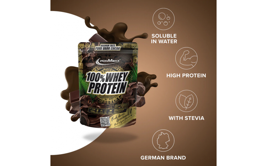 IronMaxx 100% Whey Protein Pure Dark Cocoa 500 г – Чисте Темне К