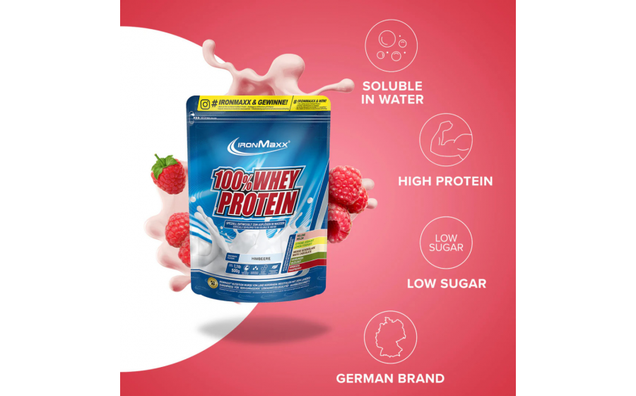 IronMaxx 100% Whey Protein Raspberry 500 г – Сироватковий протеї