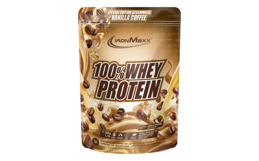 IronMaxx 100% Whey Protein – Vanilla Coffee Протеїн IronMaxx 100% Whey Protein 500 г – Vanilla Coffee (Ваніл