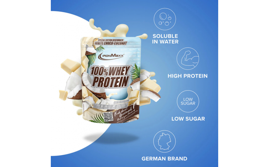 IronMaxx 100% Whey Protein – Білий Шоколад-Кокос IronMaxx 100% Whey Protein 500 г – Білий Шоколад-Кокос, протеїн