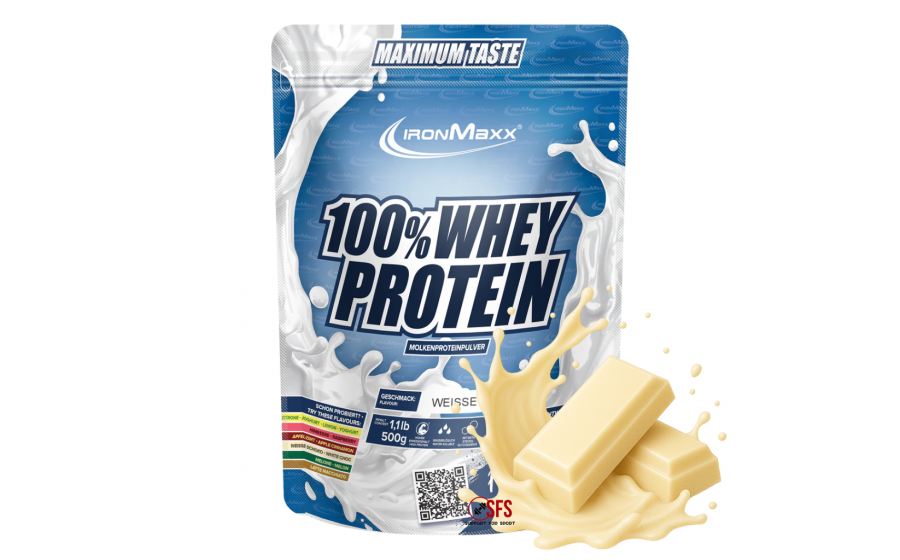 IronMaxx 100% Whey Protein 500 г – Білий Шоколад, спортивне харч