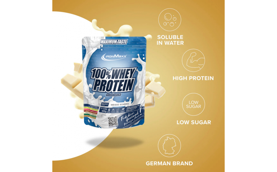 IronMaxx 100% Whey Protein 500 г – Білий Шоколад, спортивне харч
