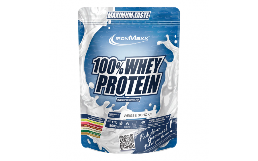 IronMaxx 100% Whey Protein 500 г – Білий Шоколад, спортивне харч