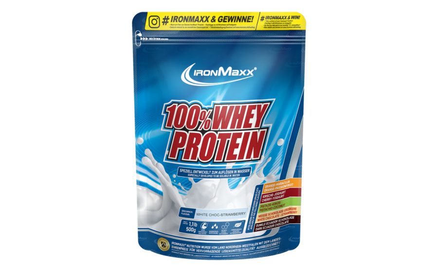 IronMaxx 100% Whey Protein 500 г — Білий шоколад-полуниця