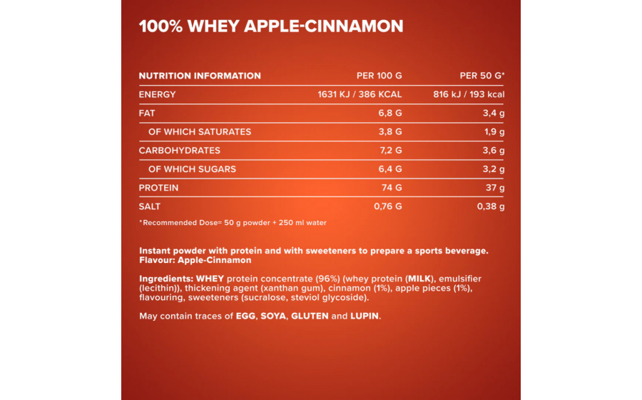 IronMaxx 100% Whey Protein – 900 г, яблуко-кориця IronMaxx 100% Whey Protein – яблуко-кориця, 900 г