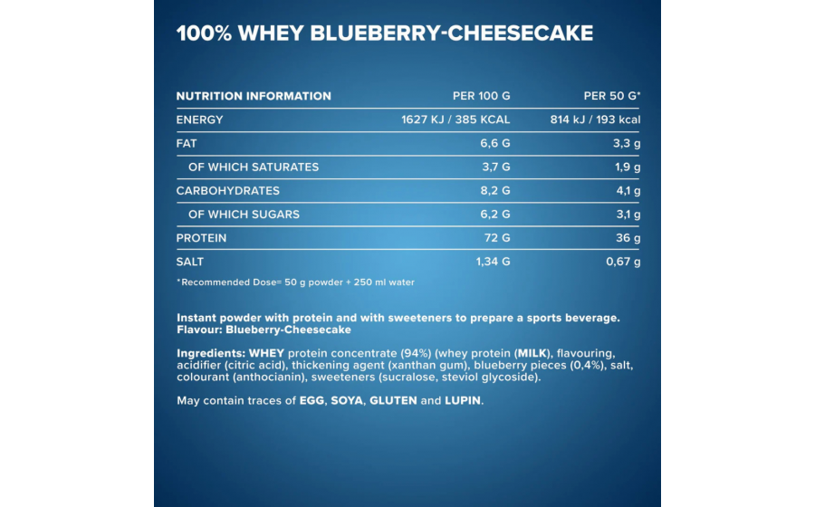 IronMaxx Whey Protein – Чорниця-Чізкейк 900 г IronMaxx 100% Whey Protein 900 г – Чорниця-Чізкейк