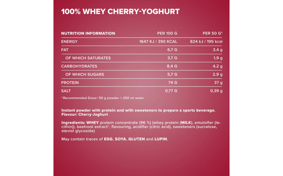 IronMaxx Whey Protein Вишня-Йогурт IronMaxx 100% Whey Protein 900 г – Вишня-Йогурт