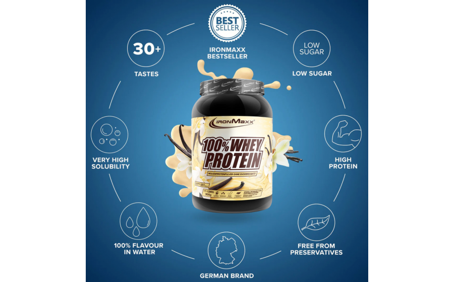 IronMaxx Whey Protein – Французька Ваніль 900 г IronMaxx 100% Whey Protein 900 г – Французька Ваніль