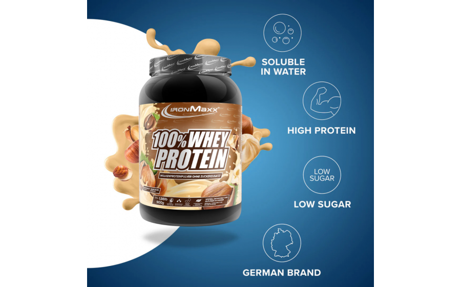 IronMaxx Hazelnut 900 г IronMaxx 100% Whey Protein Hazelnut 900 г – протеїн смак фундук