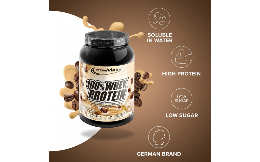 IronMaxx Whey Protein – Латте Макиато 900 г IronMaxx 100% Whey Protein 900 г – Латте Макиато