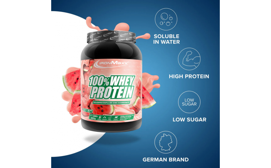 : IronMaxx Whey Protein – Диня 900 г IronMaxx 100% Whey Protein 900 г – Диня, протеїн Німеччина