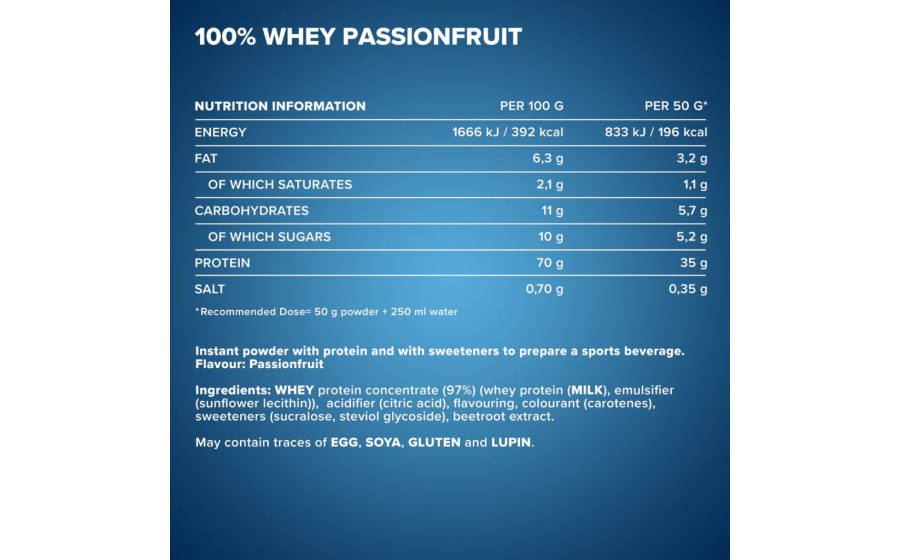 IronMaxx 100% Whey Protein Orange Passion Fruit 900 г – протеїн 