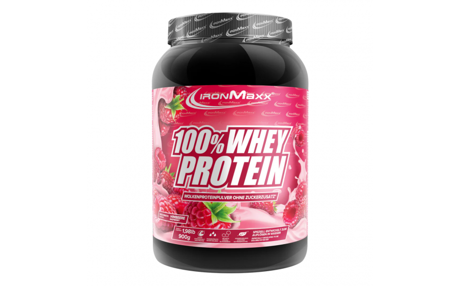 IronMaxx 100% Whey Protein Raspberry 900 г IronMaxx 100% Whey Protein Raspberry 900 г – протеїн малина