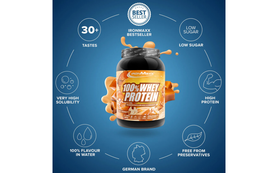 IronMaxx 100% Whey Protein 900 г – Солона Карамель