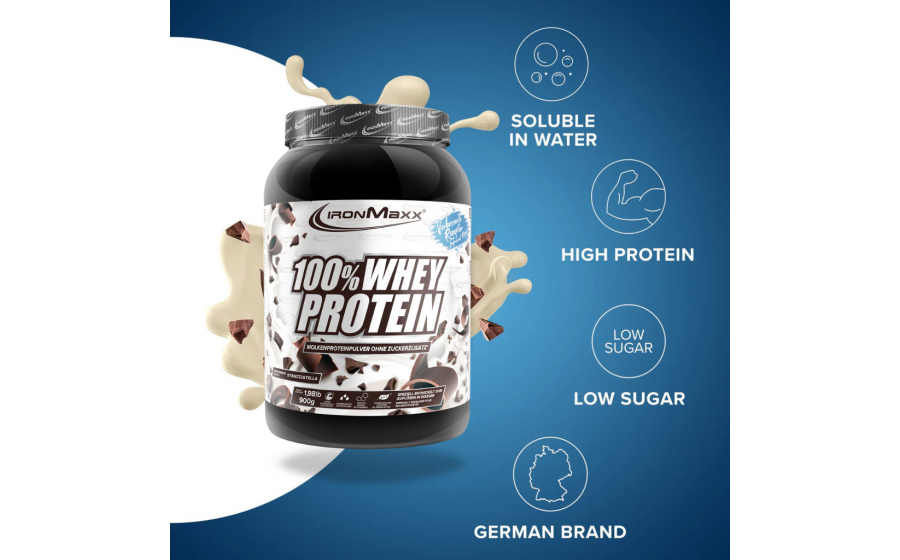 IronMaxx Whey Protein – Страчателла 900 г IronMaxx 100% Whey Protein 900 г – Страчателла, протеїн Німеччин